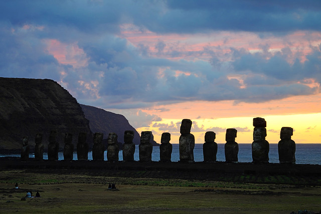 Ahu Tongariki at dawn, Easter Island