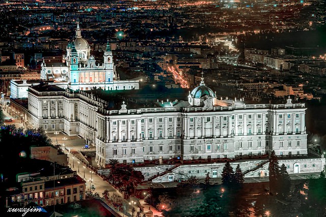 Nightscape of Royal Palace of Madrid 03, Madrid, Spain