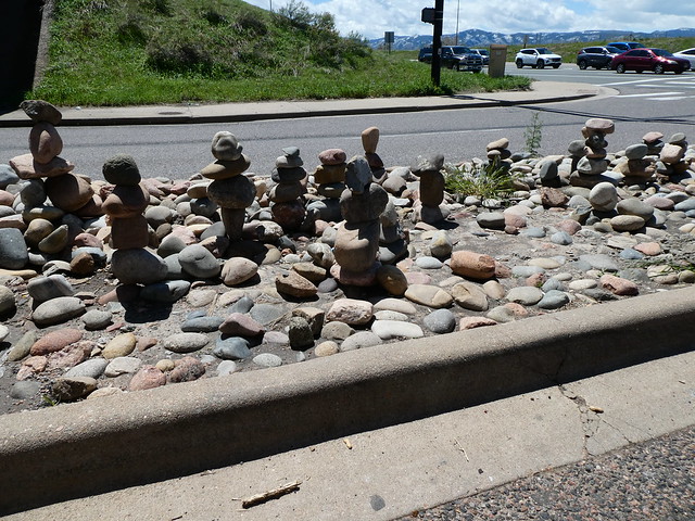 Rock stacks in the median. Mineral Ave, LIttleton