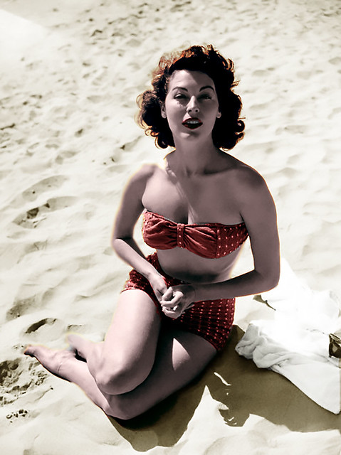 Ava Gardner at the beach Colorized