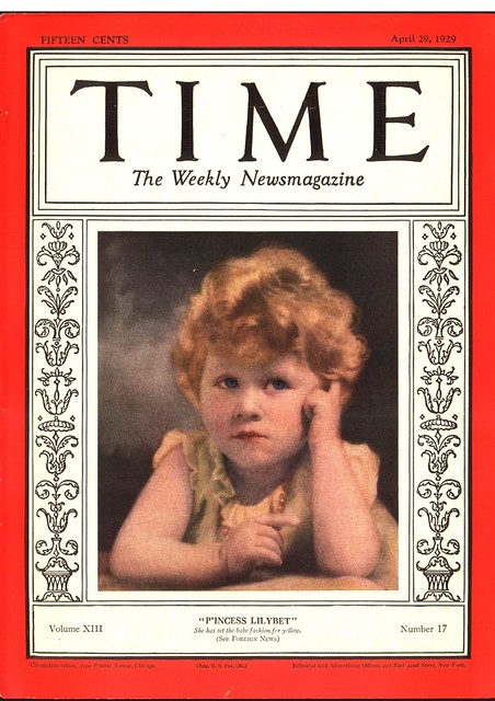 A Year In Vintage #120 - 29 APRIL 1929 - TIME Magazine - Princess Elizabeth