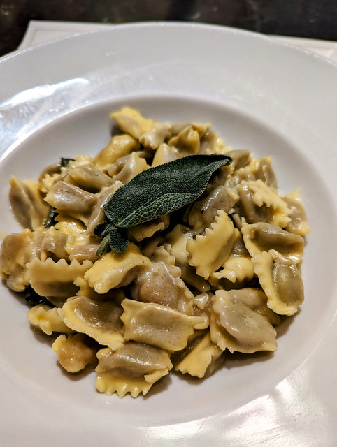 Torinese handmade pasta in butter and sage sauce, Turin