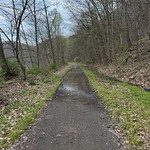 The puddle water blocking the trail path Armstrong Trail @ Templeton, Pennsylvania