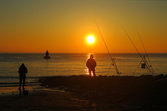 Vlissingen: vissen bij zonsondergang