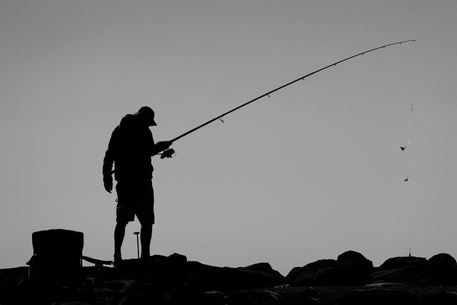 Solitary Fisher about to Cast