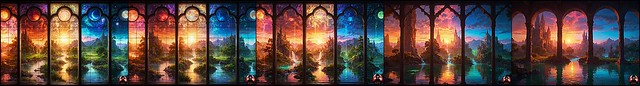 Turning my stained glass creation into a fantasy art landscape (Zoom in)