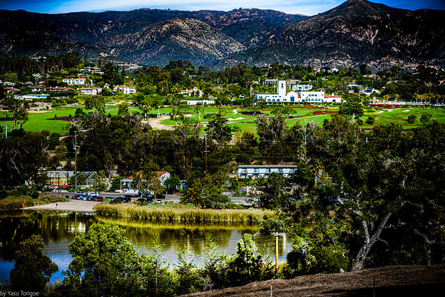 View of Bird Refuge, Montecito Golf Club and Santa Ynez costal mountains.  980a