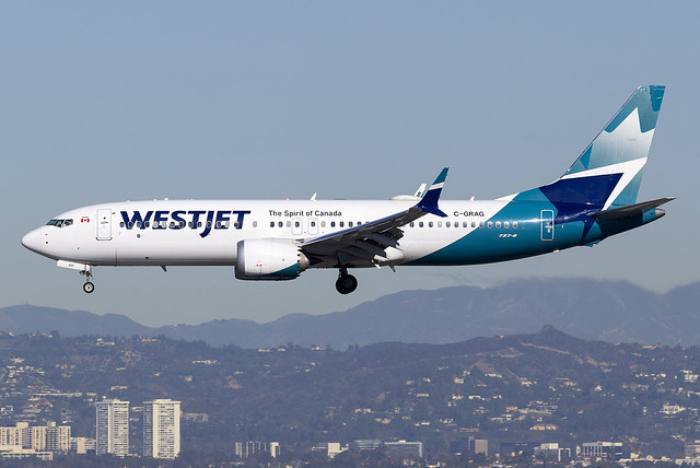 WestJet Boeing 737 MAX 8 C-GRAG at Los Angeles Airport LAX/KLAX