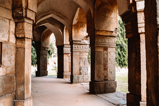 Arch details at the tomb of sikandar lodi, located in Lodi Gardens in New Delhi India