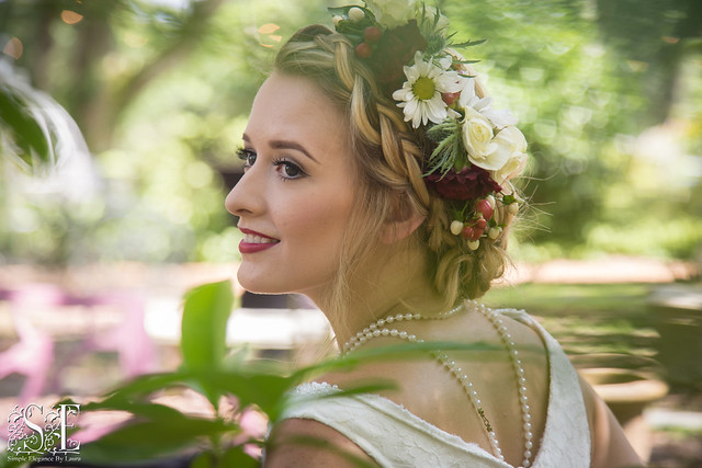 Smiling Bride in a Tiny Garden