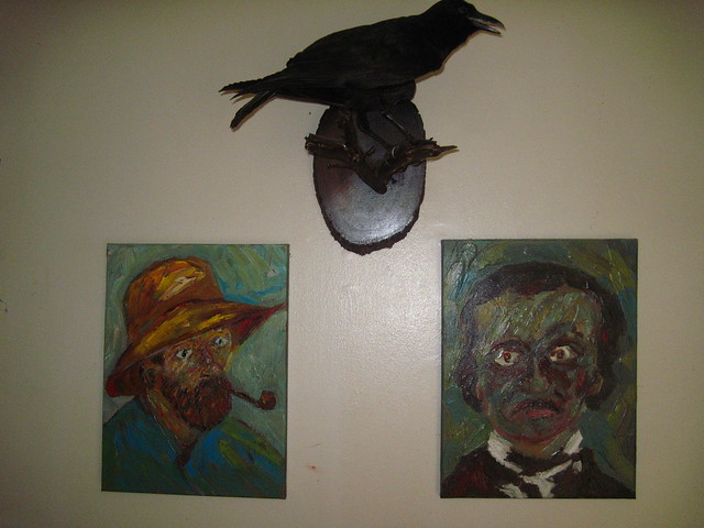 Van Gogh painting with a Edgar Allan Poe painting.