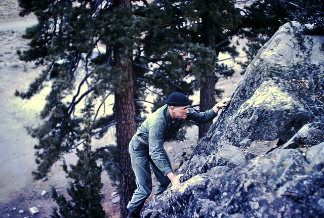 Found Photo - Soldier Climbing Rocks