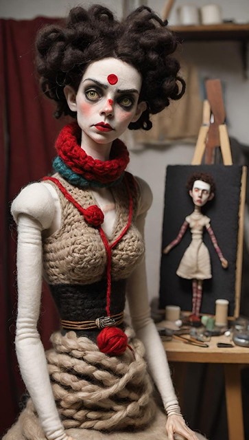 Fabric artist in her studio