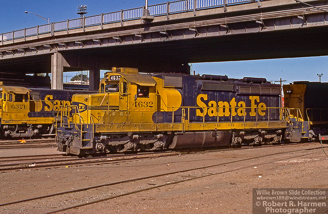 ATSF SD26 4632 {built 6/59 as SD24 932 rebuilt 7/74 into SD26} is seen at Pueblo, CO on 8/7/80.