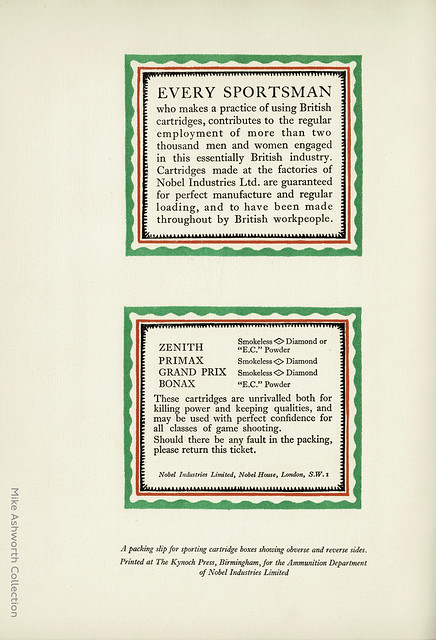 Packing Slip : issued by Nobel Industries : printed at the Kynoch Press : Birmingham : in 