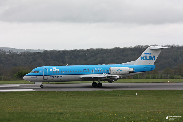 PH-KZP Fokker 70, KLM Cityhopper, Bristol Airport, Lulsgate Bottom, Somerset