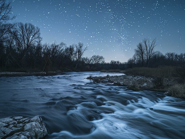 river flow in the night