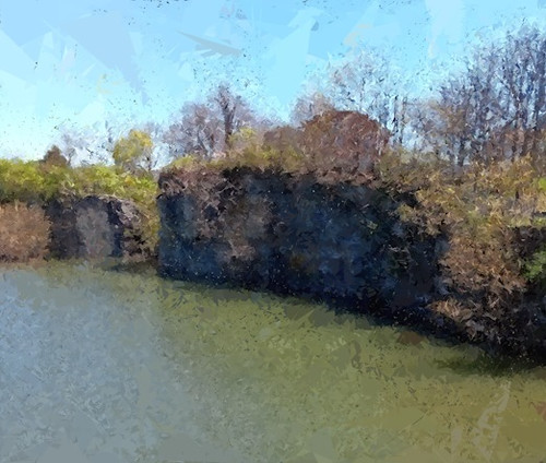 View of Esopus Creek from Saugerties, NY (modified with FotoSketcher)