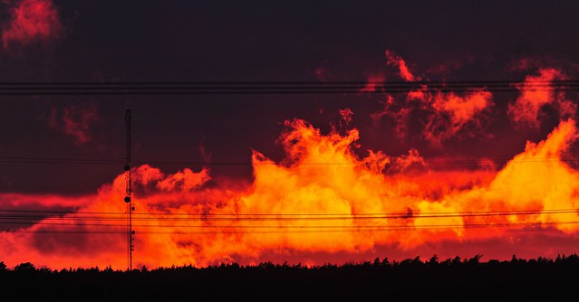 Fire?  No just a sunset as seen from my house... :)