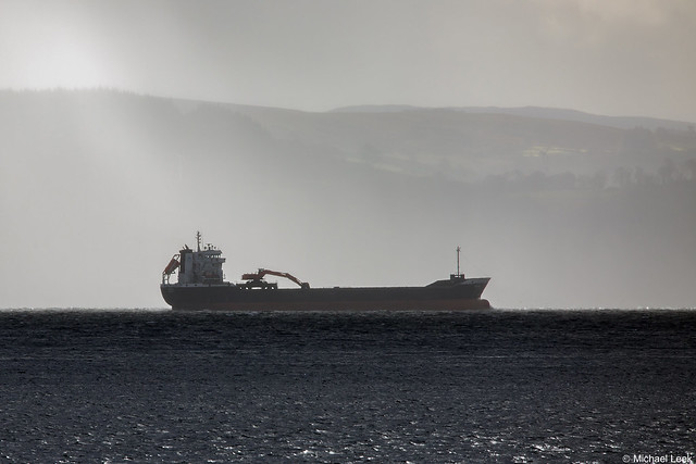 The general purpose cargo ship Aastind: Firth of Clyde, Scotland.