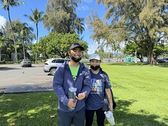 Hawaiian Electric at the Best Buddies DEI Walk on Hawaiʻi Island — April 27, 2024: Attendees hung out in the shade after a sunny walk around Liliʻuokalani Gardens.