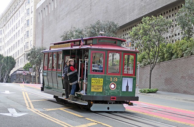 San Francisco Muni: Cable  Car 13 northbound on Powell approaching Sacramento