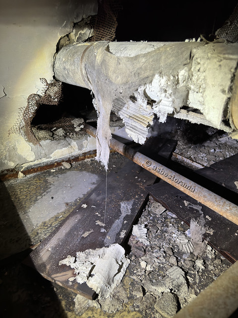 Damaged Legacy Asbestos Pipe Insulation