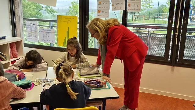 Visite à l'école Lanta de Nicole Belloubet, ministre de l'Éducation nationale