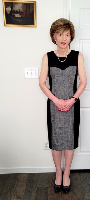 Black Dress With Marled Gray Detail Worn to March StLGF Lunch (2 of 5) – Closed Door