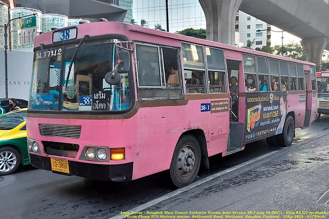 Bangkok Mass Transit Authority Private Joint Service 38-3 (reg 10-3897) - Hino BX321 (probably) - Phrom Phong BTS Skytrain station, Sukhumvit Road, Watthana, Bangkok Thailand - 25Apr2024 - 93799xxn