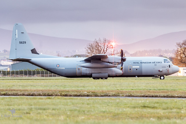 10-5629 Lockheed C-130 Hercules Royal Norwegian Air Force Glasgow airport EGPF 30.04-24