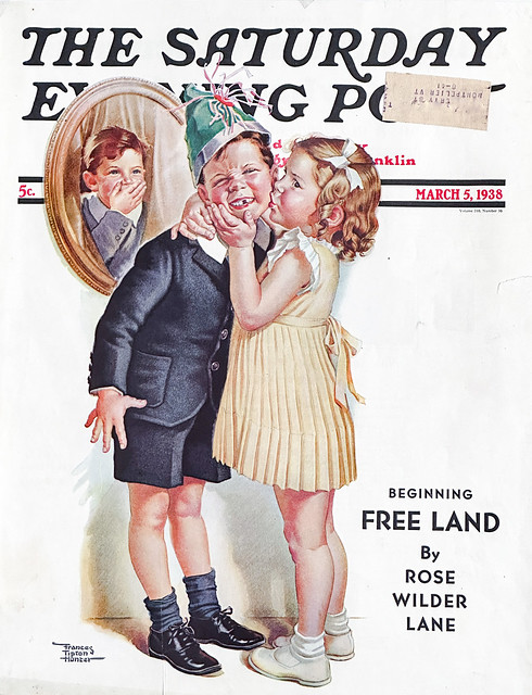 “Birthday Kiss” by Frances Tipton Hunter on the cover of “The Saturday Evening Post,” March 5, 1938.