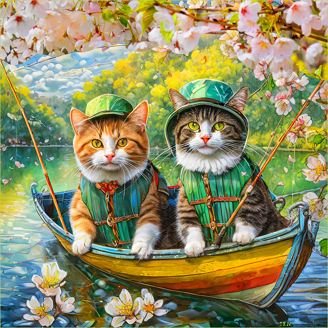 Two Cats in a Boat