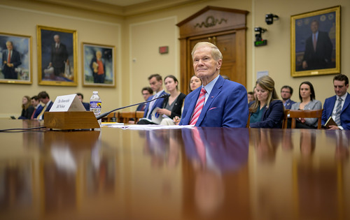 House Science, Space, and Technology Committee Hearing (NHQ202404300012) NASA Administrator Bill Nelson testifies during a House Science, Space, and Technology Committee hearing regarding the NASA Fiscal Year 2025 budget, Tuesday, April 30, 2024, at the Rayburn House Office Building in Washington. Photo Credit: (NASA/Bill Ingalls)
