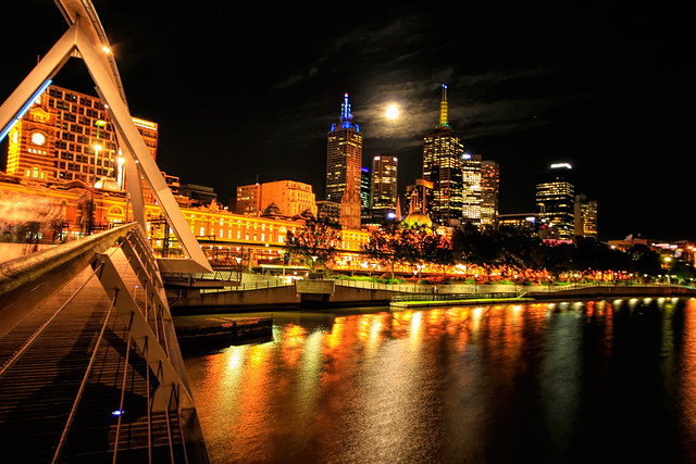 River view of Melbourne, Australia, at night