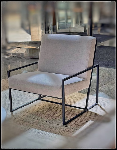 Steel Frame- Upholstered Lounge Chair I like ( but didn’t give The Butt-Test….. very, very important omission )