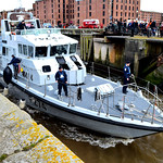 British Royal Navy HMS TRACKER (P274) Departing the  Canning Half Tide Dock Liverpool 30th April 2024