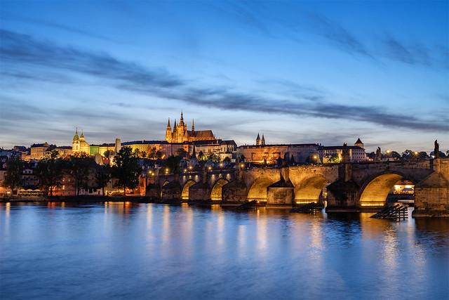 Golden Hradčany and blue hour - Prague