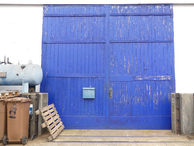 A blue door.
