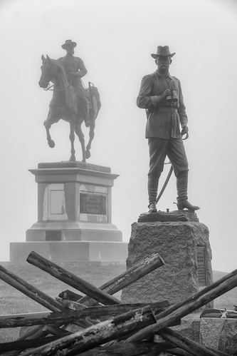 The Fog of War, battlefield civilwar gettysburg pennsylvania monument monuments statue blackandwhite blackwhite