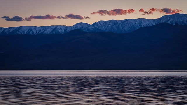 Sun setting on Lake Manly and the Panamint Mountains, Death Valley National Park