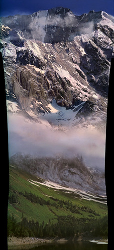 Dante's Peak Filming Locations - The High Lake - Composite  San Gabriel Mountains

A composite stitched from the upward tilt shot matting the peak above the real lake

The volcano&#039;s remote High Lake was filmed at Crystal Lake, in the San Gabriel Mountains north of Los Angeles. Prolonged drought had significantly lowered the water level in 2017

------------- 

The film Dante&#039;s Peak was filmed largely in or around the town of Wallace, Idaho in 1996, with additional locations in California. This collection recreates and expands my original 2007 edition, comparing scenes from the movie with their real life counterparts, taken in 2017. Still my favorite movie, enjoy!