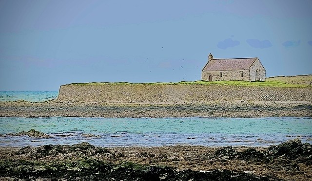 Little Church in the Sea - Watercolour filter