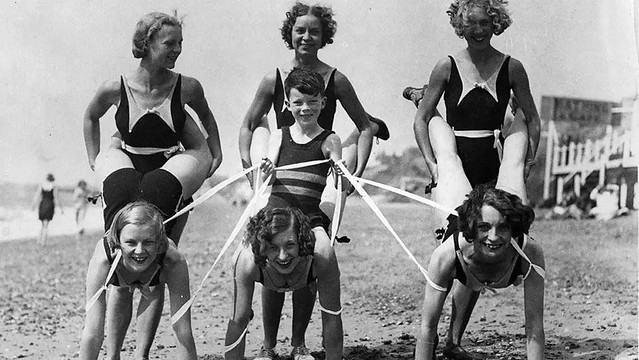 Group Photo 104 - Women Bathers Having Fun at the Beach - 1932