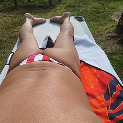 Sunbathing in a new thong from jagware
