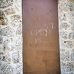 Inviting! DON&#039;T OPEN PLS - Sign scrawled on lighthouse door.
Boca Chita Key, in Biscayne National Park, Florida