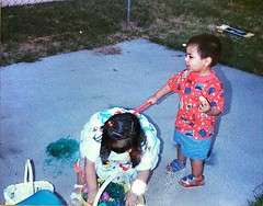 Maria Inez and Tomasito went to Easter egg hunt in Kerman April 1994