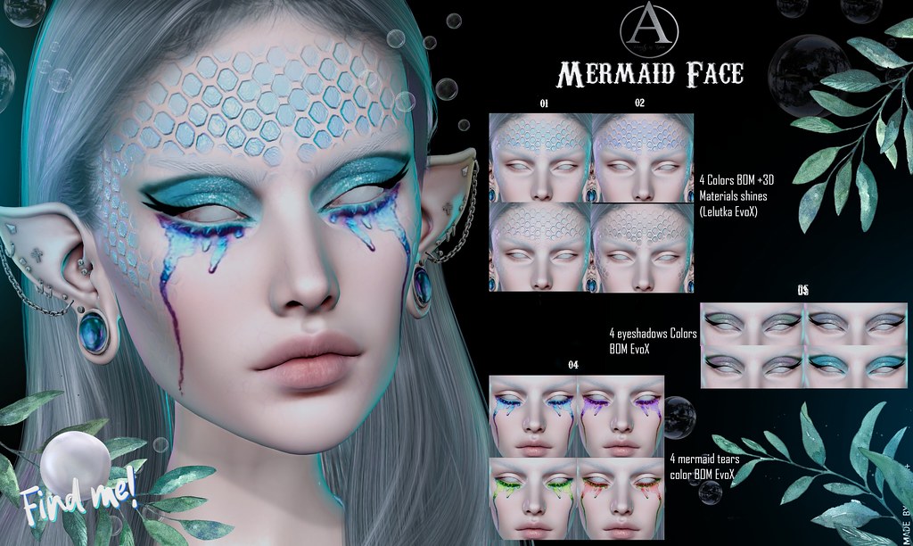 25L each Pack ! +ARANA+ Mermaid Face Set BOM+ 3D Materials Shines @ The Mermay HUNT