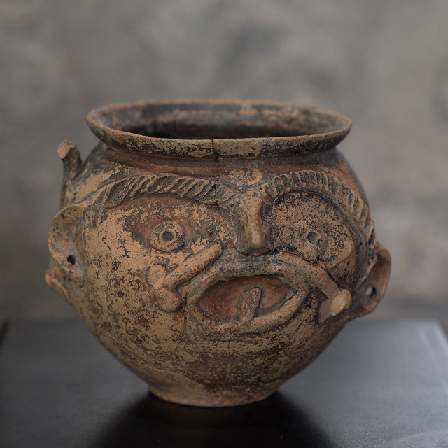 Roman Thin Walled face pot (boccalino) with phalluses from Pompeii