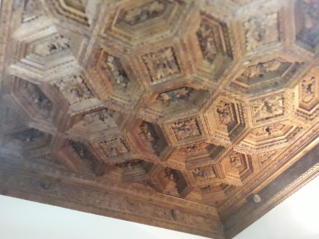 Beautiful  woodwork, Coffered  Ceiling,    Ducal  Palace,  PLaza  de la Hora,  Pastrana,  Guadalajara,  Castille  La  Mancha,  Spain